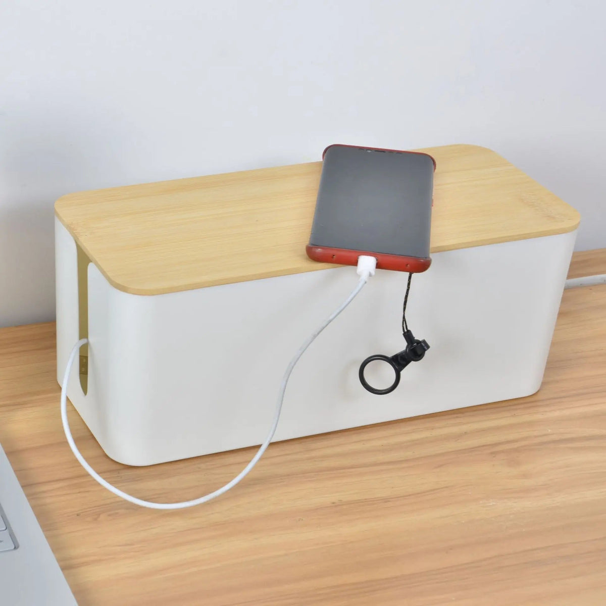 Cable Box with Bamboo Lid