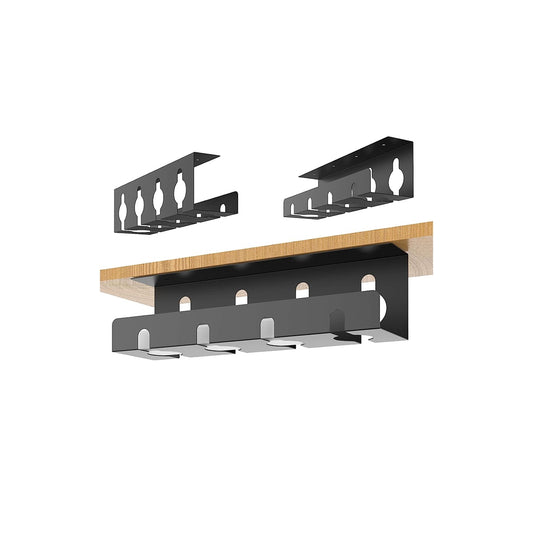 Under Desk No-Drill Iron Cable Management Tray with Socket Bracket Storage Rack Wire & Cord Organizers White/Black 1mm Thickness