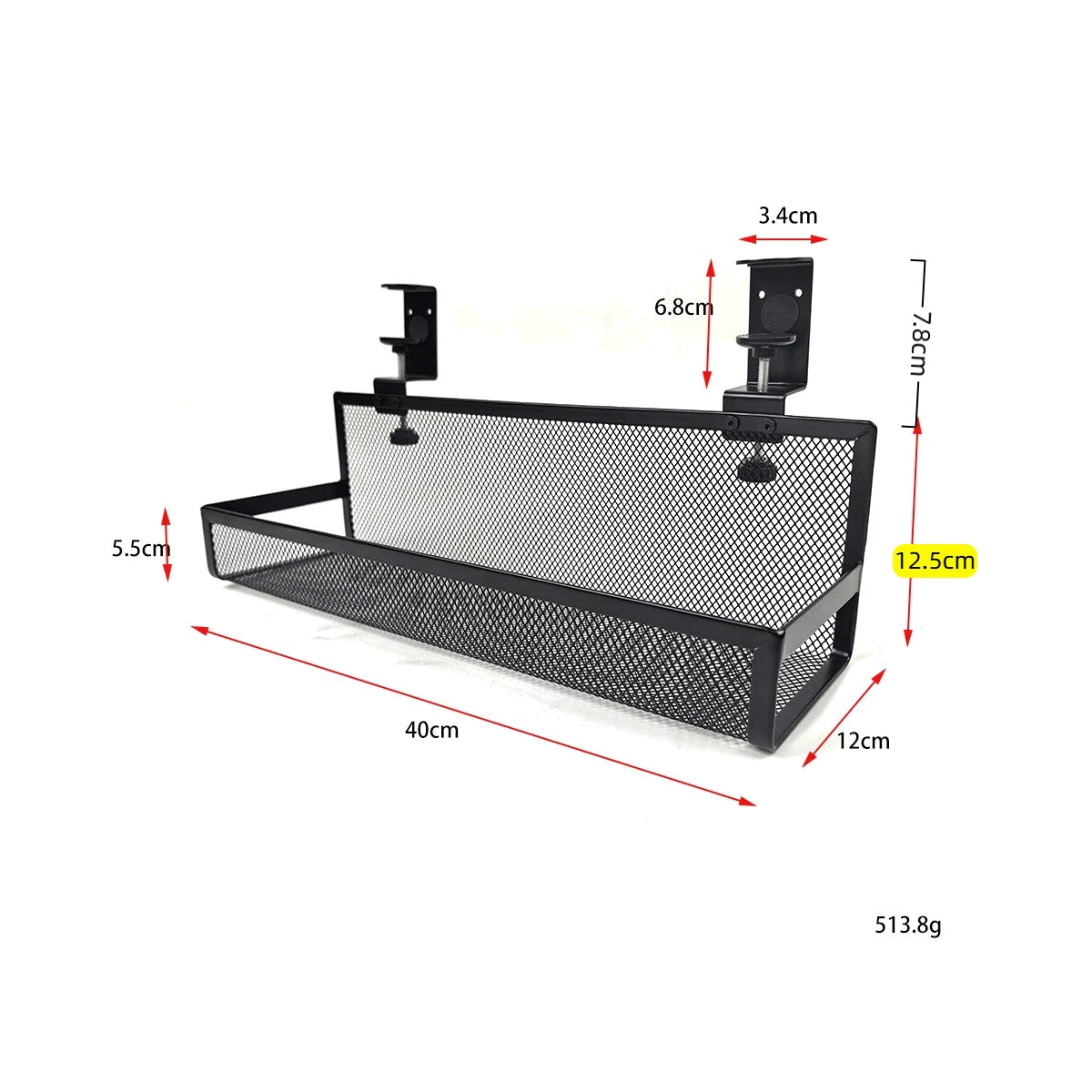 DaS Professional Metal Mesh Clamp on No Drill Under Desk Cable Management Tray Wire Organizer Rack for Office Gaming Desk