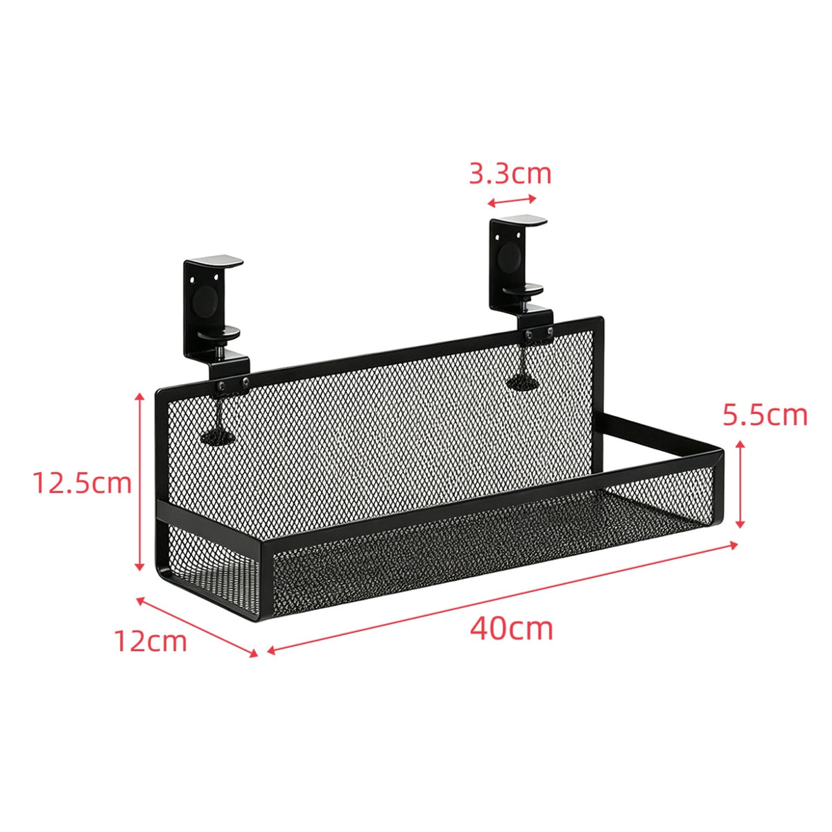 No Drill Under Desk Cable Management Organizer Clamp on Metal Mesh Wire Desk Cable Rack for Office Desk