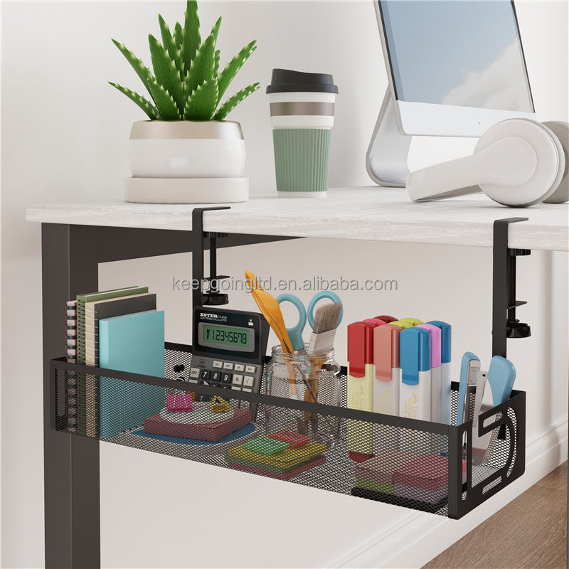 No Drilling Under Desk Metal Cable Management Tray Under Desk with Clamp