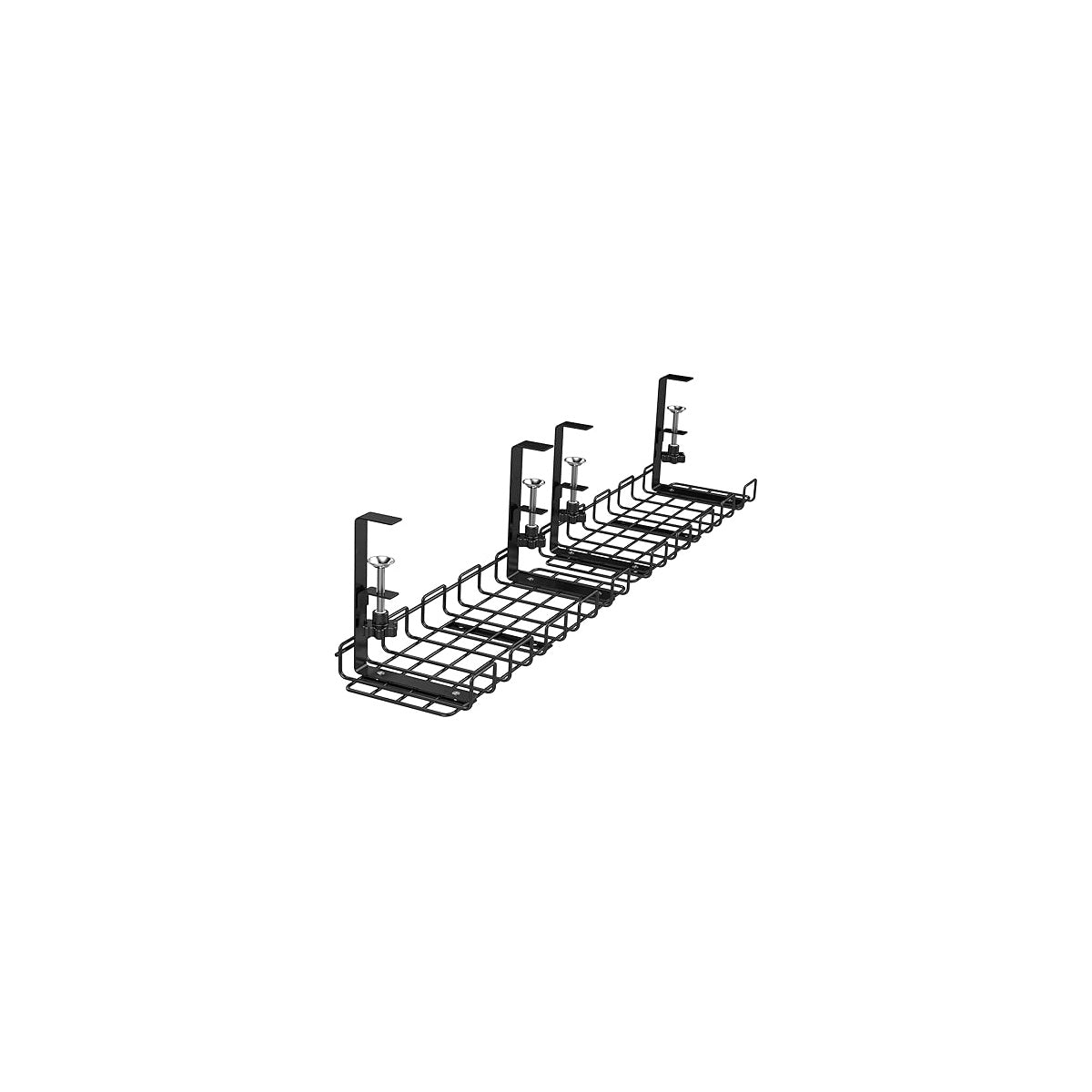 2Pack 15.7" No Drill Wire Basket Shelf Under Table Storage Rack Under Table Cable Tray with Clamp Cord Organizer