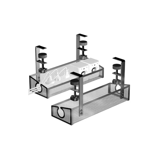 No Drill Under Desk Metal Cable Management Rack Iron Storage Basket Socket Organizer Desk Bottom Wire Holder