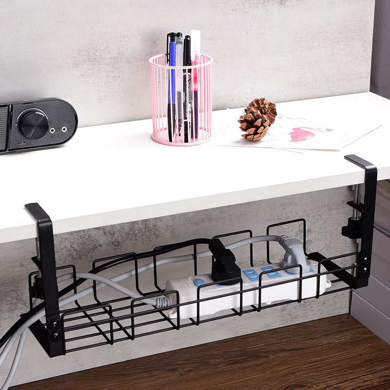 Retractable Cord Organizer for Desk No Drill Cable Tray Basket Sturdy Metal Under Desk Cable Management Tray with Clamp